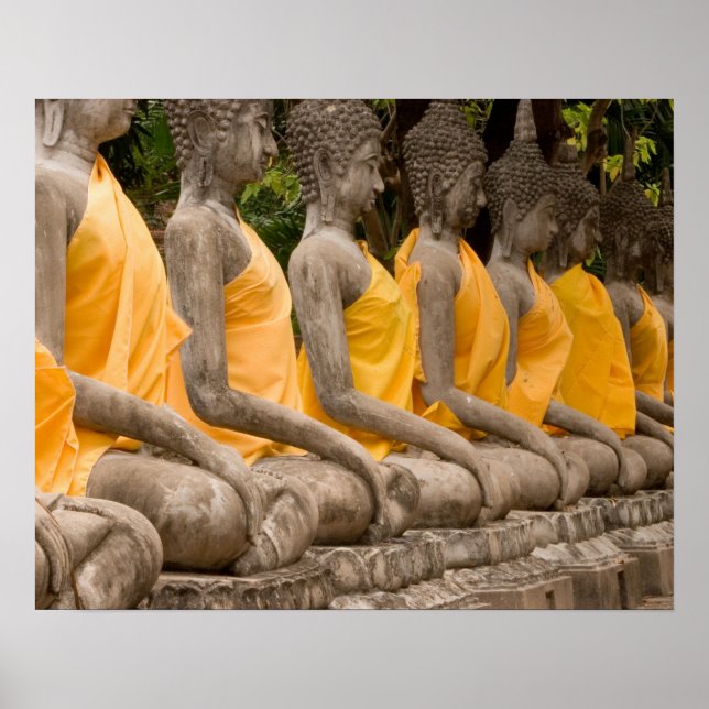 Poster Asie, Thaïlande, Siam, Bouddhas à Ayutthaya (Devant)