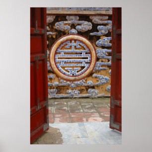 Poster Asie, Viêt Nam. Mur orné à la Citadelle