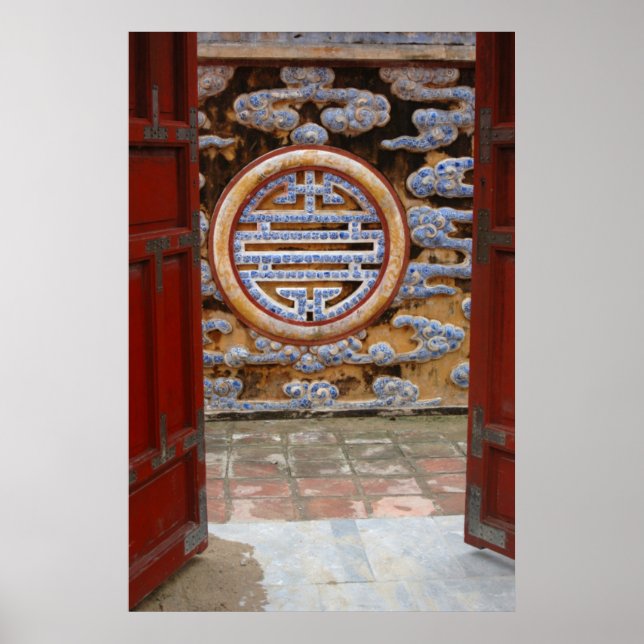 Poster Asie, Vietnam. Mur orné à la Citadelle (Devant)