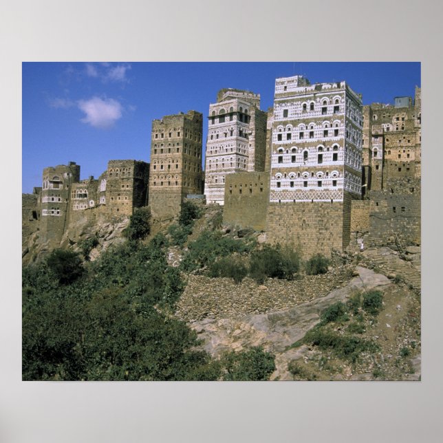 Poster Asie, Yémen, Al Hajjara. Bâtiments et seulement (Devant)