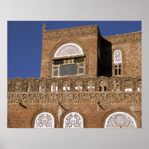 Poster Asie, Yémen, Sanaa. Détail de l'architecture yé