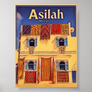 Poster Asilah Maroc ville bleue