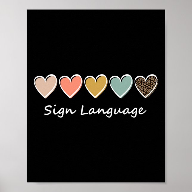 Poster ASL Alphabet American ASL Enseignant Langue de cha (Devant)