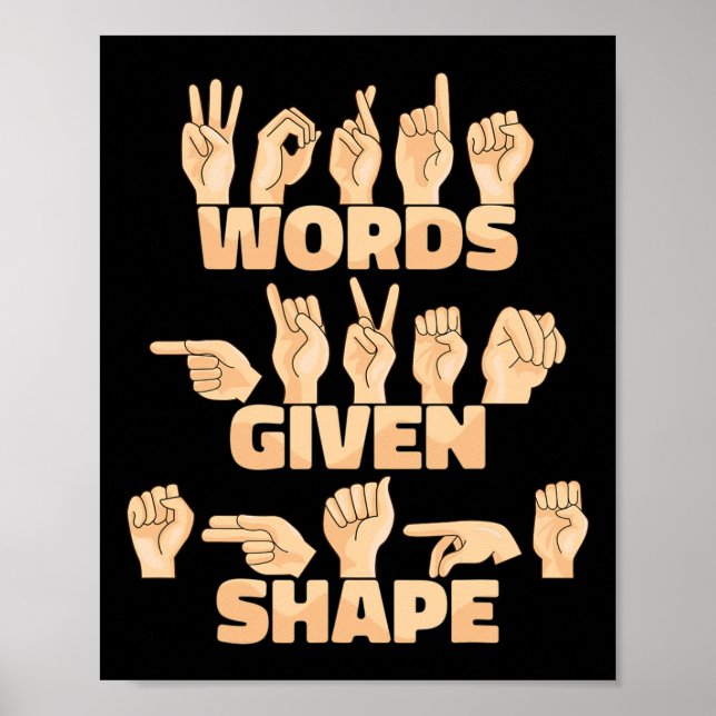 Poster ASL American Sign Language Mots ayant une forme do (Devant)