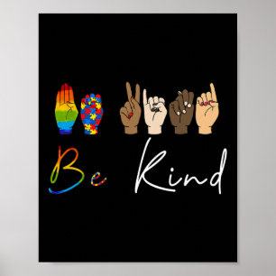 Poster ASL Be Kind Sensibilisation sur l'autisme LGBT Pri
