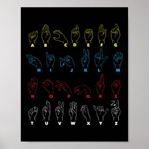 Poster ASL Enseignant Alphabet Langue Chanter Américaine 