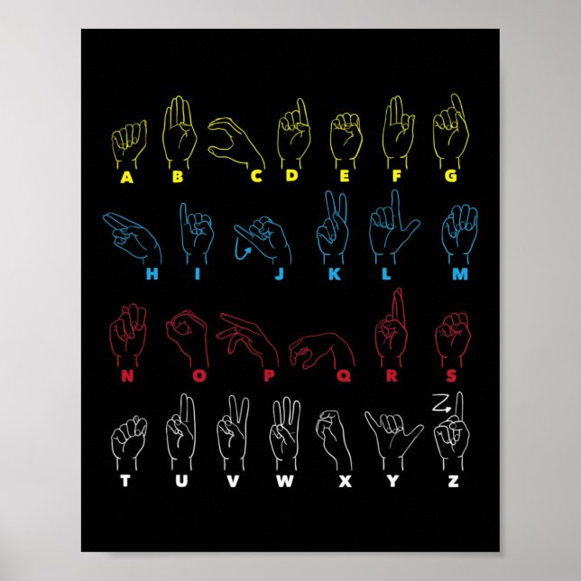 Poster ASL Enseignant Alphabet Langue Chanter Américaine  (Devant)