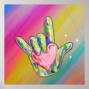Poster ASL I Love You Heart