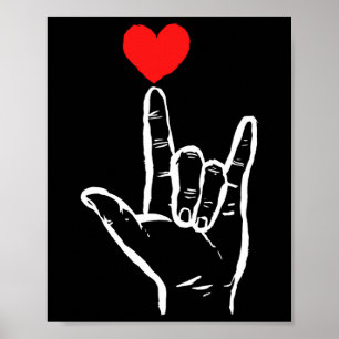Poster Asl je t'aime main cœur langue des signes américai