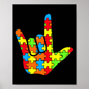 Poster ASL Love Langue des signes Autisme Cadeau Conscien