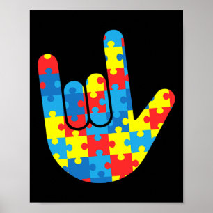 Poster ASL Love Langue des signes Autisme Cadeau Conscien