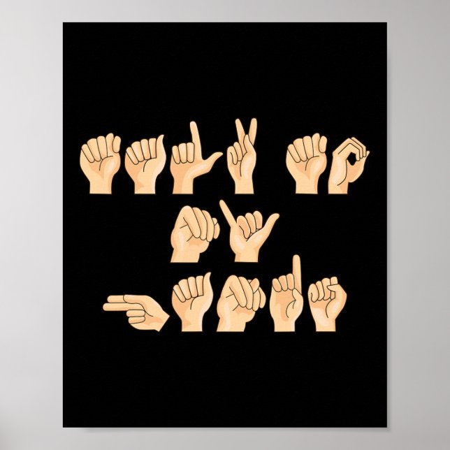 Poster ASL Parler à mes mains Langue des signes américain (Devant)