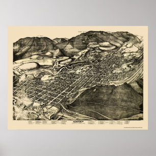 Poster Aspen, carte panoramique de Co - 1893