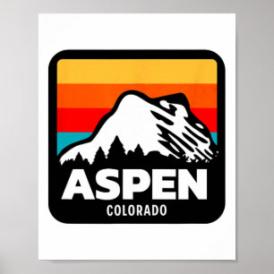 Poster Aspen Colorado Ski Snowboard Voyage en famille