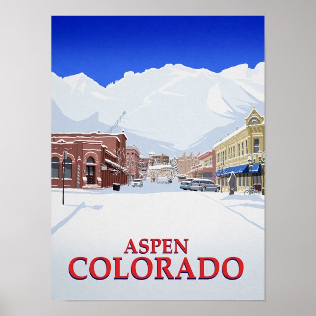 Poster Aspen Colorado Station de ski Town (Devant)