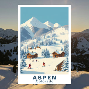 Poster Aspen Colorado Vintage Ski Voyage Art
