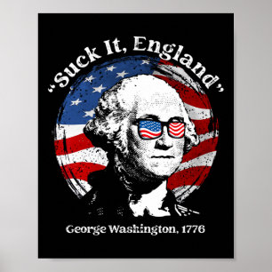 Poster Aspire Angleterre Drôle George Washington Drapeau