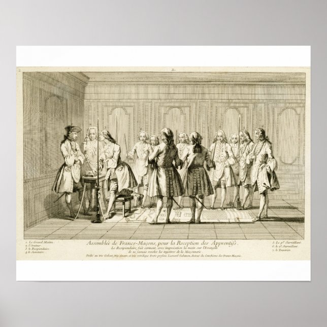 Poster Assemblage de maçons libres pour initier un appren (Devant)