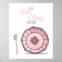 Assiette et cuillère Fuyons ensemble Cuisine rose