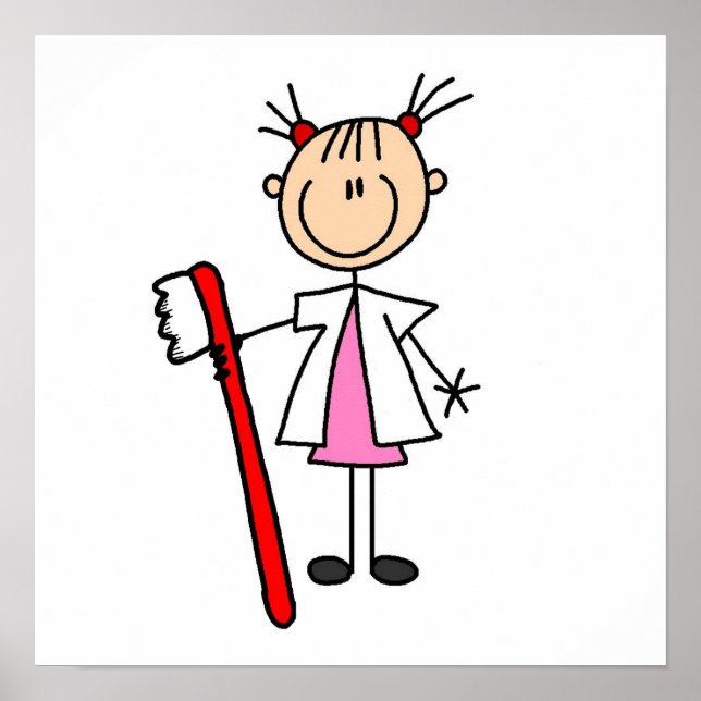 Poster Assistant dentaire avec brosse à dents (Devant)