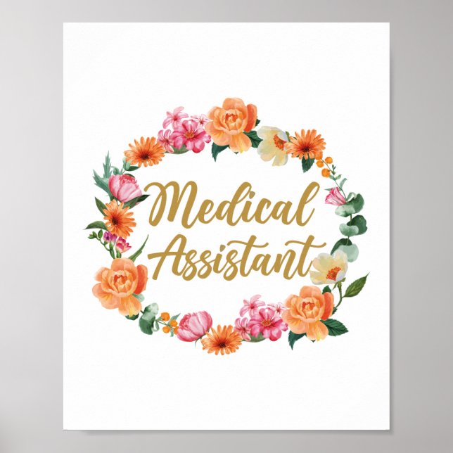Poster Assistant Médicale Cma Assistant Médicale Floral (Devant)