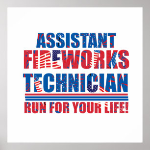 Poster Assistant technicien de feux d'artifice drôle 4 ju