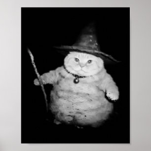 Poster Assistant vintage Chat Bizarre drôle Halloween Cha