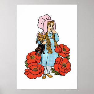 Poster Assistant vintage de Oz, Dorothy, Fleurs de Pavot