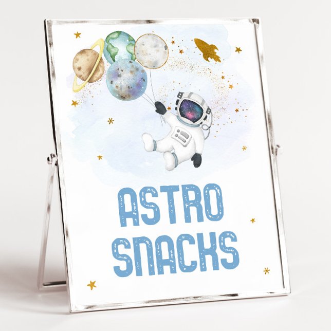 Poster Astro Snacks Astronaut Blue Gold Space Anniversair (Créateur téléchargé)