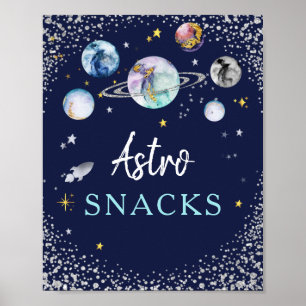 Poster Astro Snacks Space Galaxy Fête d'anniversaire