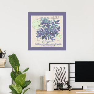 Poster Astrologie/Aries SIGNE Zodiaque Fleur Honeysuckie