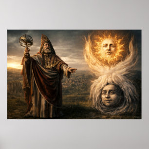 Poster Astrologie de Soleil, Lune, Hermès Trismégiste