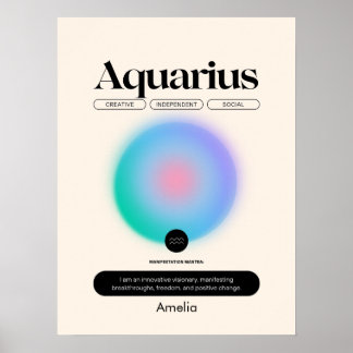 Poster Astrologie SIGNE Zodiaque Aquarius