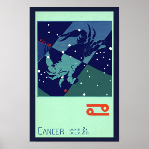 Poster Astrologie Vintage Zodiaque Cancer Constellation C