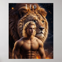 Poster astrologique Leo Male