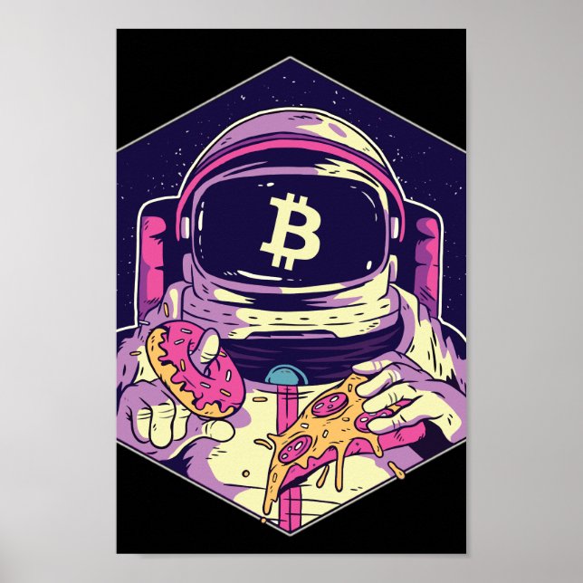 Poster Astronaut BITCOIN-Crypto (Devant)
