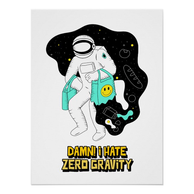 Poster Astronaut Cartoon | Retro Space Wall Art Print (Devant)