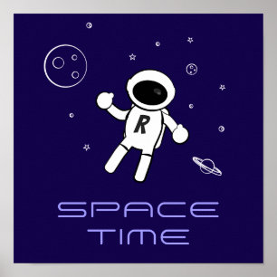 Poster Astronaut dans l'espace - Art en violet, noir et b