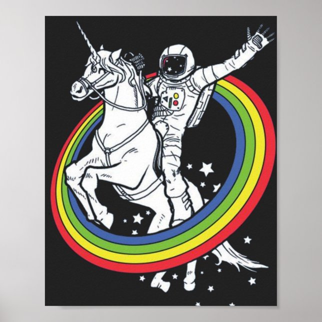 Poster Astronaut équitation Unicorn (Devant)
