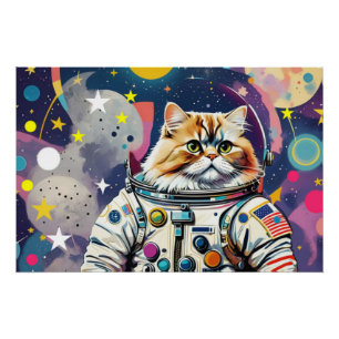 POSTER ASTRONAUT PERSIAN CAT 3