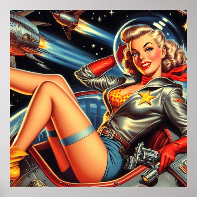 Poster Astronaut Pin-up (Devant)