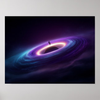 Poster Astronaut Silhouette on Black Hole Accretion Disk 