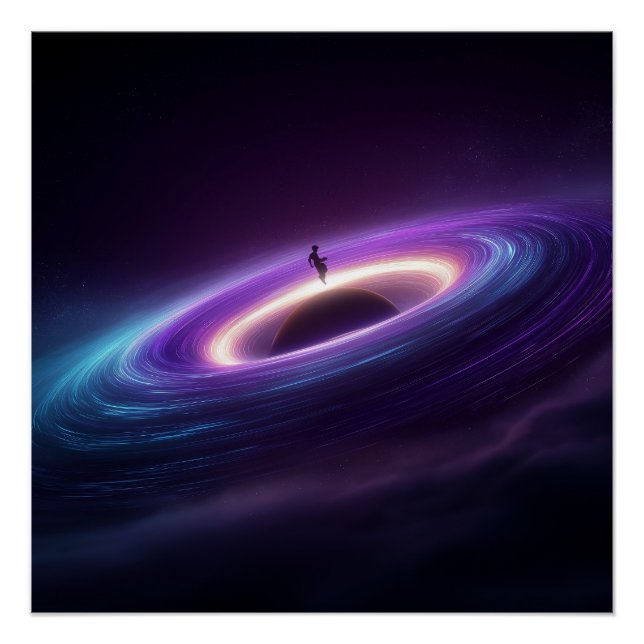 Poster Astronaut Silhouette on Black Hole Accretion Disk  (Devant)