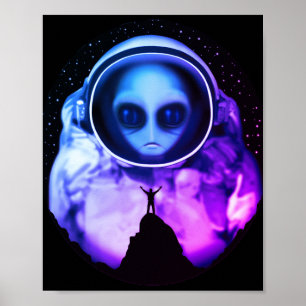Poster Astronaute Alien rétro