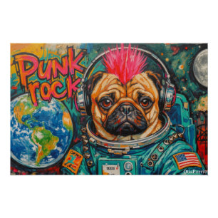 POSTER ASTRONAUTE CHIEN DE COMBAT PUNK ROCK 7