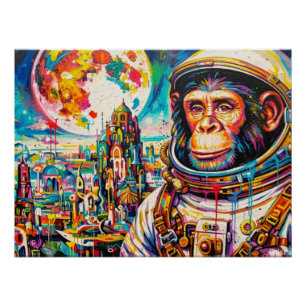 POSTER ASTRONAUTE-CHIMPANZÉE STEAMPUNK 3
