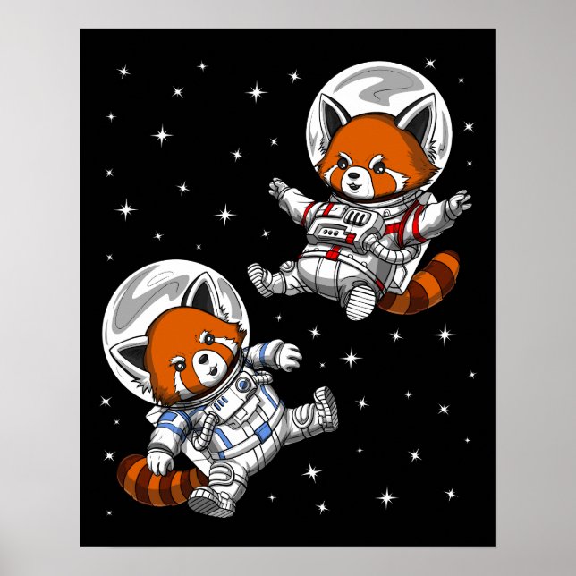Poster Astronaute de l'espace de Red Panda Bear (Devant)
