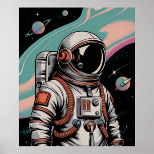 Poster Astronaute de l'espace vintage