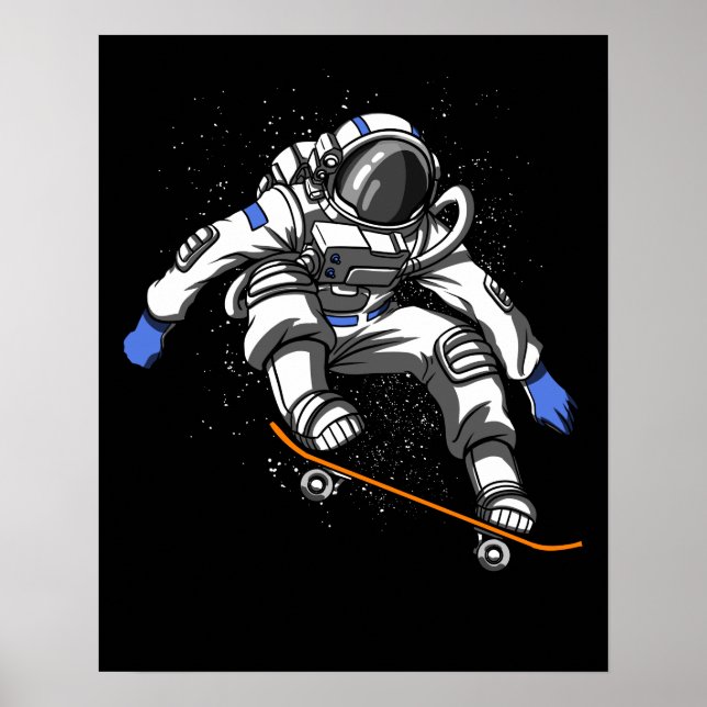 Poster Astronaute du patinage Skateboard Espace cosmique (Devant)