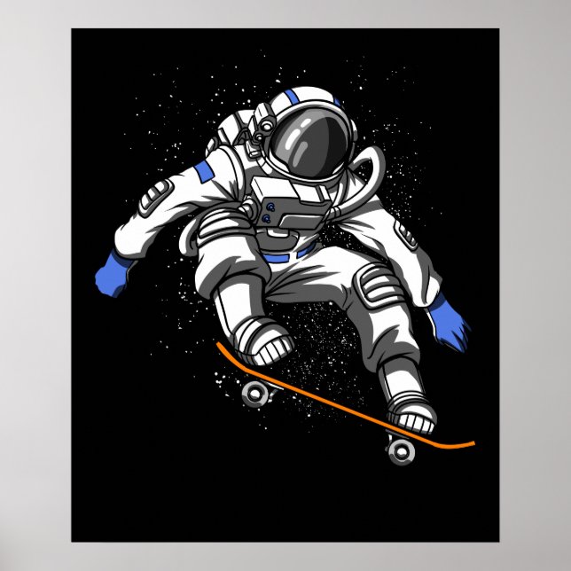 Poster Astronaute du patinage Skateboard Espace cosmique (Devant)